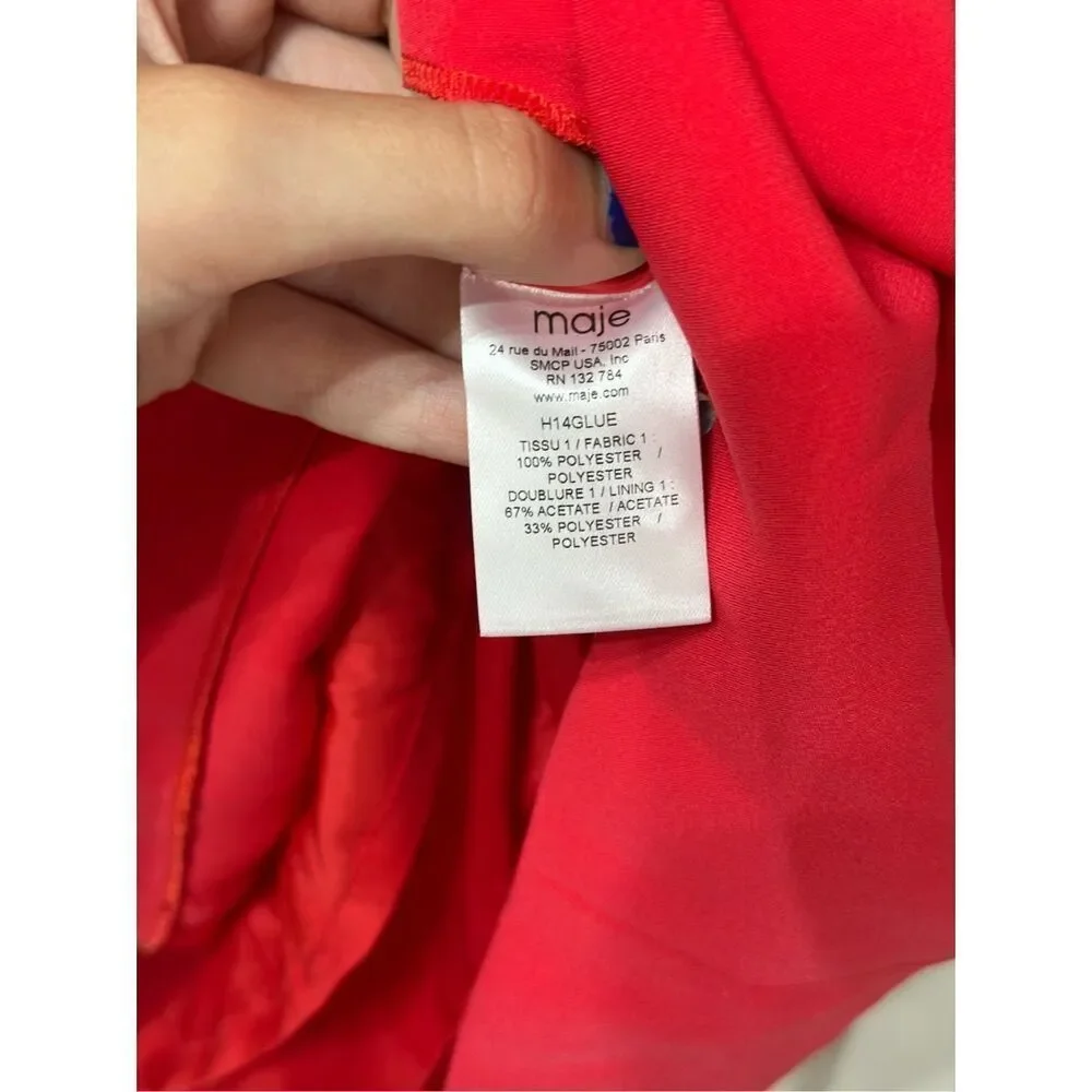 NWT Maje Paris Framboise Glue Red Peplum Sheath Women's Dress Large - Picture 7 of 13